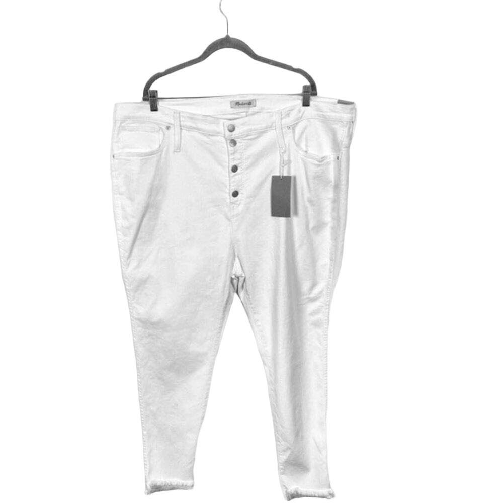 Madewell Jeans White Size 37 NWT High Rise Skinny Button Fly Raw Hem